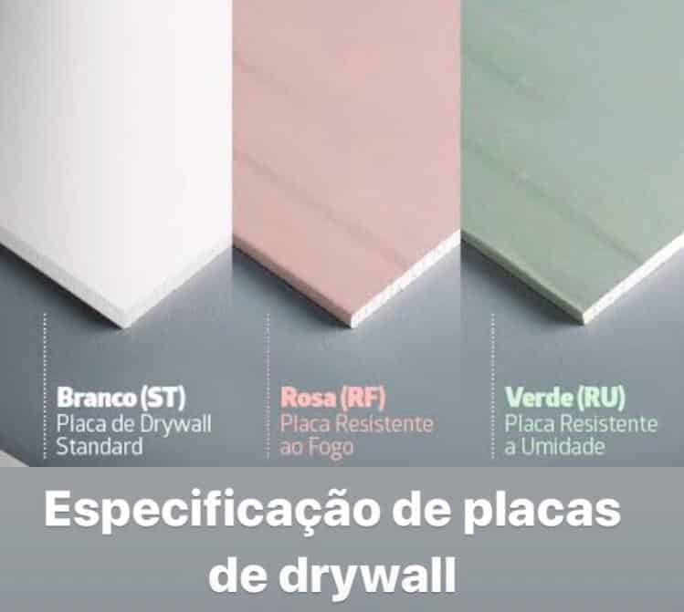 Especificação de placas de drywall