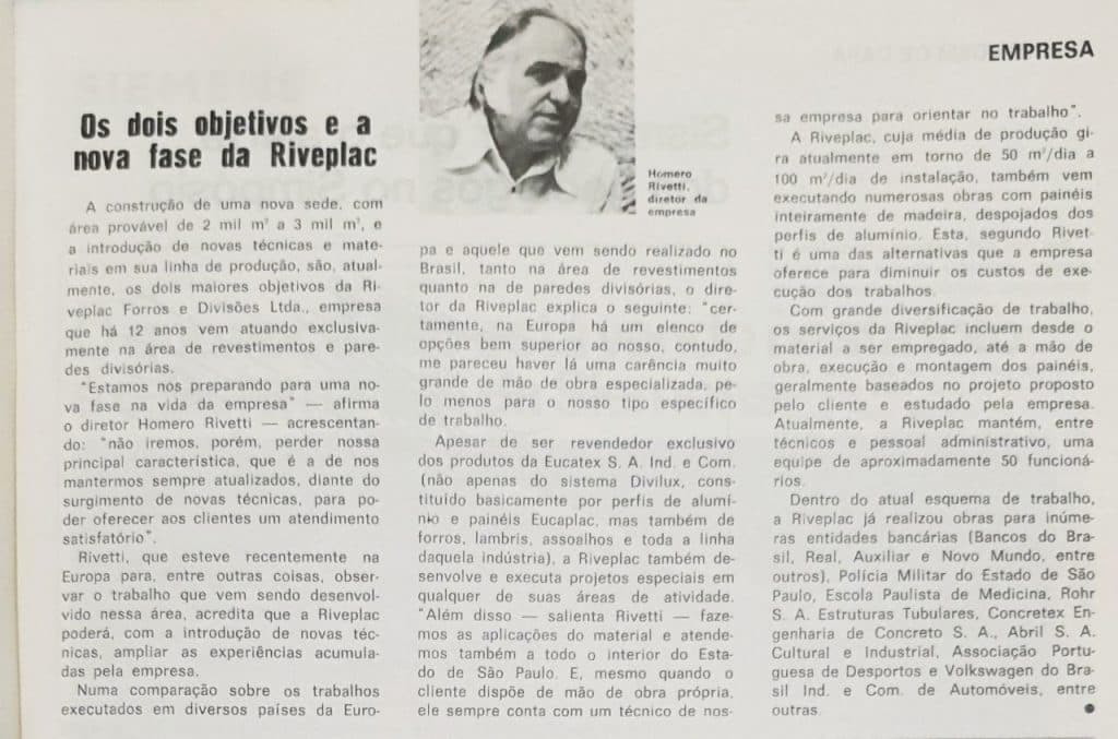 Reportagem na Revista A Construção - outubro 1979